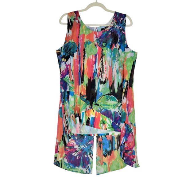 Relativity Tops - Relativity Blouse Womens XL Abstract Chiffon Flowy Semi Sheer High Low Summer